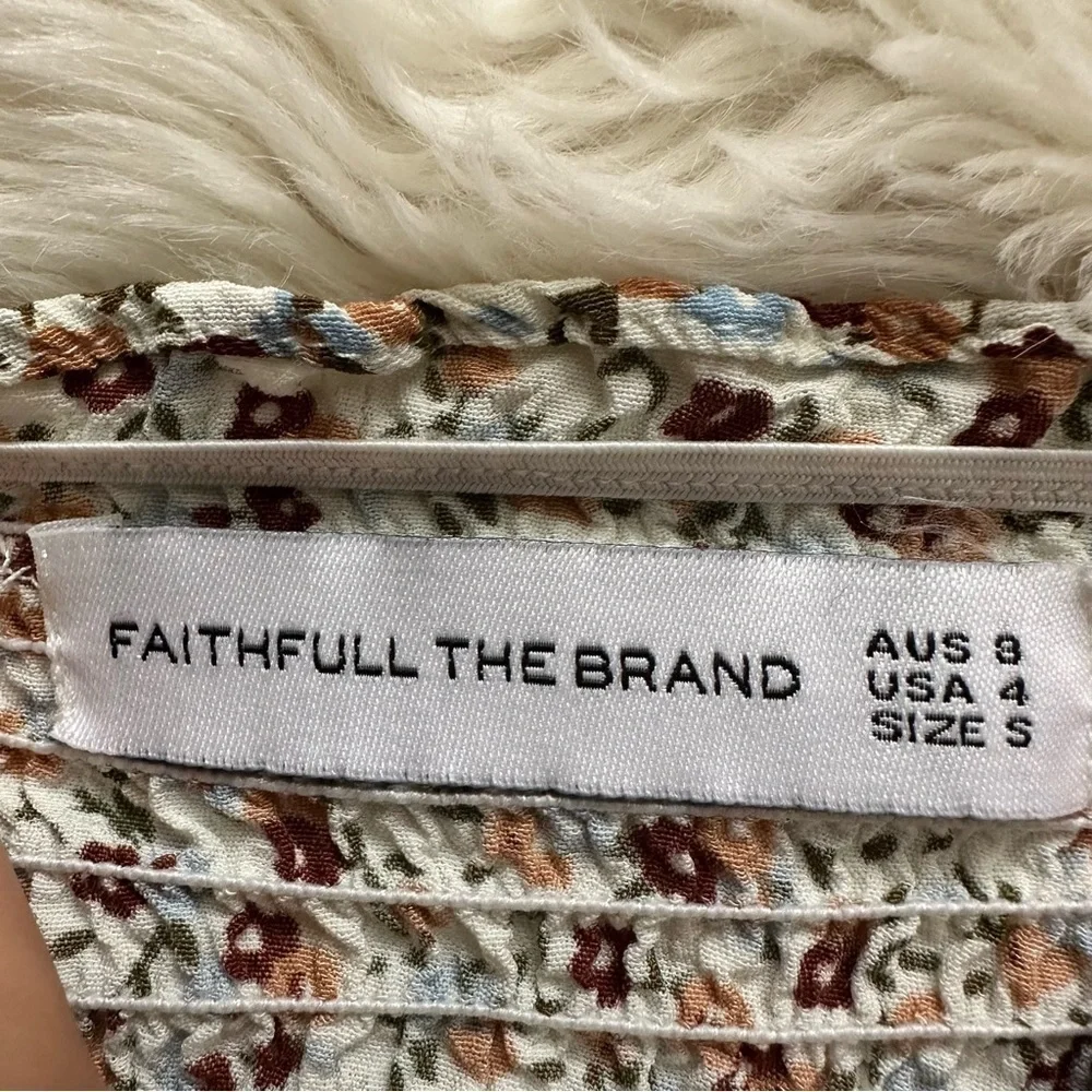 Faithfull The Brand Dress Beldhi Floral Mini Puff Sleeves Fit and Flare S